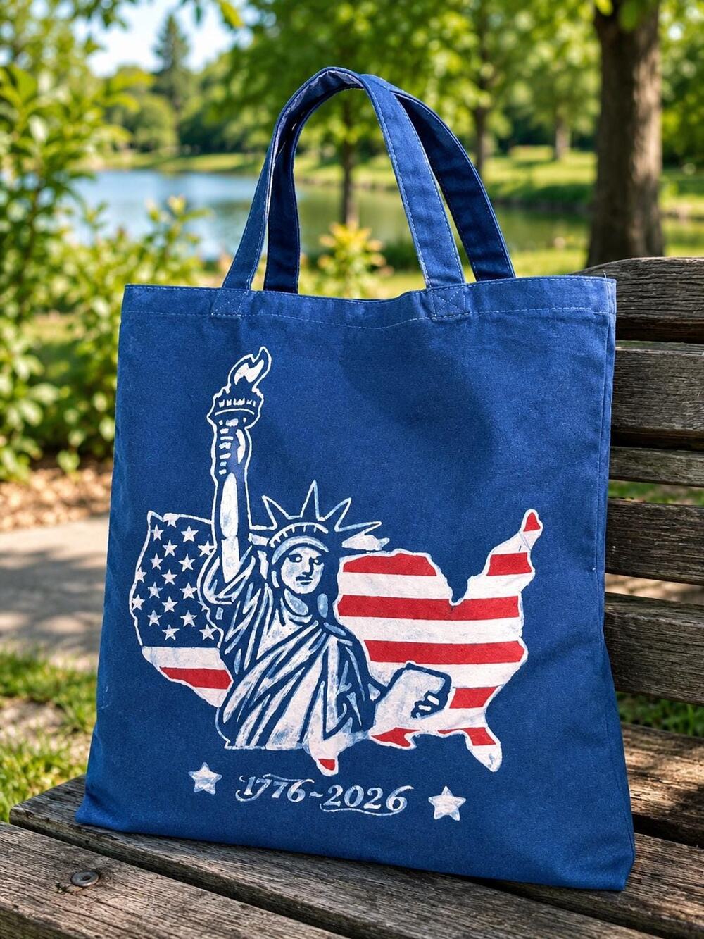 Statue of Liberty Canvas Tote | America 250 Gift | Patriotic USA Shoulder Bag